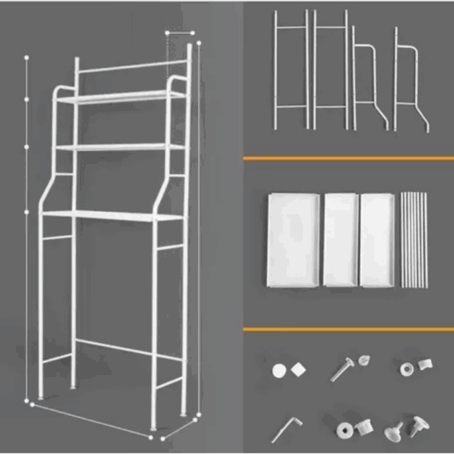 Rack Prateleira e Organizador para Lavanderia - Preto ou Branco