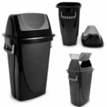 Lixeira Quadrada Basculante 3,2L - Preta