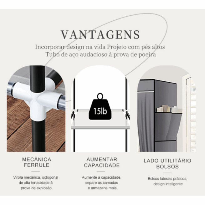 Guarda-Roupa Dobrável Inteligente - Cinza