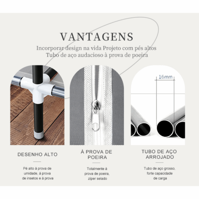 Guarda-Roupa Dobrável Inteligente - Cinza