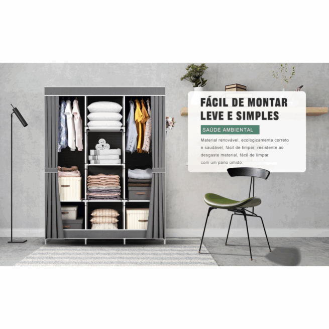 Guarda-Roupa Dobrável Inteligente - Cinza