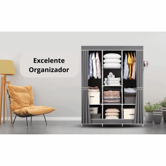 Guarda-Roupa Dobrável Inteligente - Cinza