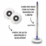 Mop Giratório 360° com Balde Inox Clean Tech - 13 Litros