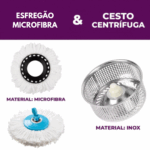 Mop Giratório 360° com Balde Inox Clean Tech - 13 Litros