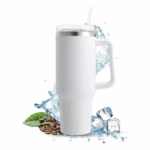 Personalizado - Copo Caneca Térmica Inox 1200 ml com Alça e Canudo – Branco – Praticidade e Design