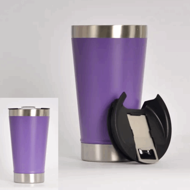Copo Térmico Inox com Tampa e Abridor 473 ml - Violeta (Normal)