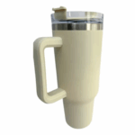Personalizado – Copo Caneca Térmica Inox 1200 ml com Alça e Canudo – Bege
