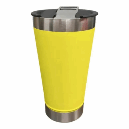 Copo Térmico Inox com Tampa e Abridor 473 ml - Amarelo (Normal)