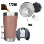 Copo Térmico Inox com Tampa e Abridor 473 ml - Rosê (Normal)