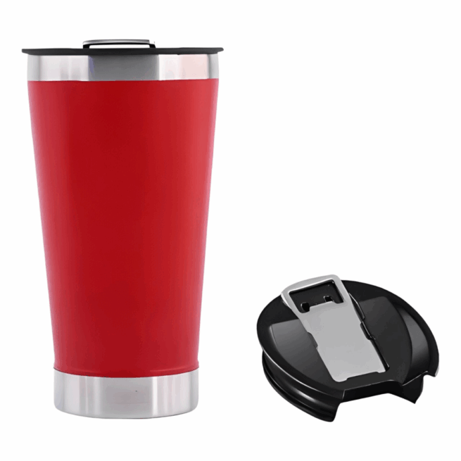 Copo Térmico Inox com Tampa e Abridor 473 ml - Vermelho (Normal)