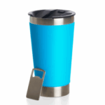 Copo Térmico Inox com Tampa e Abridor 473ml - Azul Claro (Personalizado)