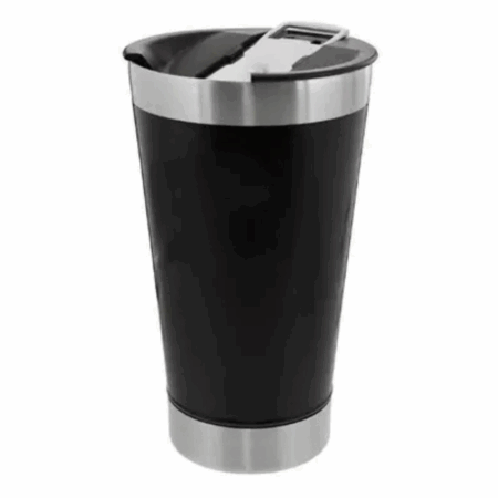 Copo Térmico Inox 473 ml com Tampa e Abridor – Preto Clássico – Versão Normal