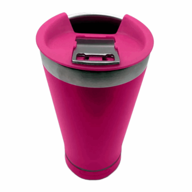 Copo Térmico Bluetooth Personalizado com Tampa e Abridor 420ml - Magenta (Fúcsia, Rosa)
