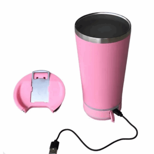Copo Térmico Bluetooth Personalizado com Som LED, Tampa e Abridor 420 ml – Rosa – Modernidade e Funcionalidade