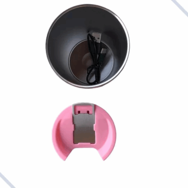 Copo Térmico Bluetooth Personalizado com Som LED, Tampa e Abridor 420 ml – Rosa – Modernidade e Funcionalidade