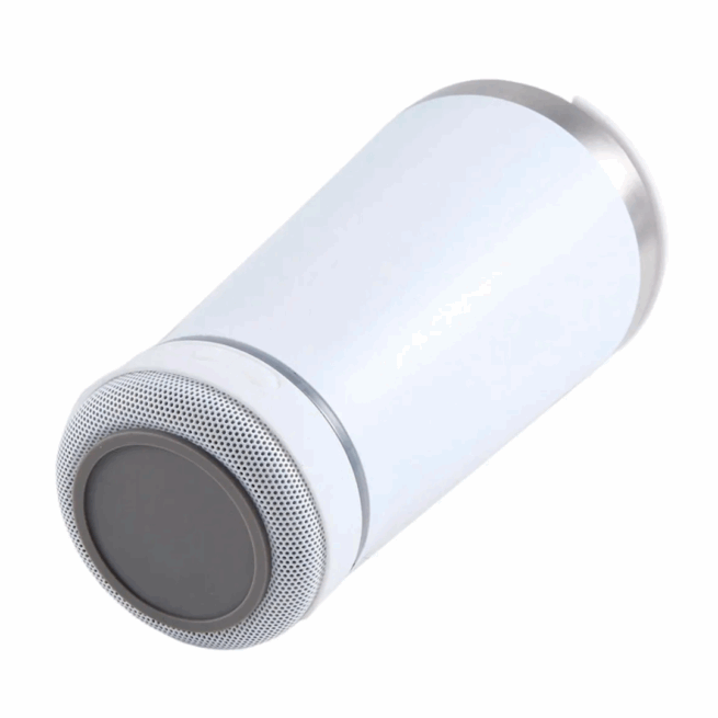 Copo Térmico Bluetooth Personalizado com Som LED, Tampa e Abridor 420 ml – Branco – Inovação e Praticidade