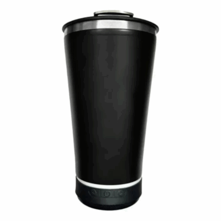Copo Térmico Bluetooth com Som, LED, Tampa e Abridor 420 ml – Preto – Inovação para seu Dia a Dia