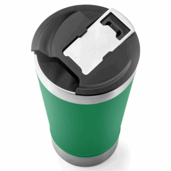 Copo Térmico Inox 473 ml com Tampa e Abridor – Verde Personalizado – Estilo e Funcionalidade