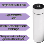 Garrafa Térmica com LED e Termômetro 500 ml - Branco (Normal)