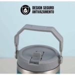 Garrafa Flip Straw Tumbler 900 ml com Alça Superior e Canudo – Branco Personalizado Grande – Design Moderno