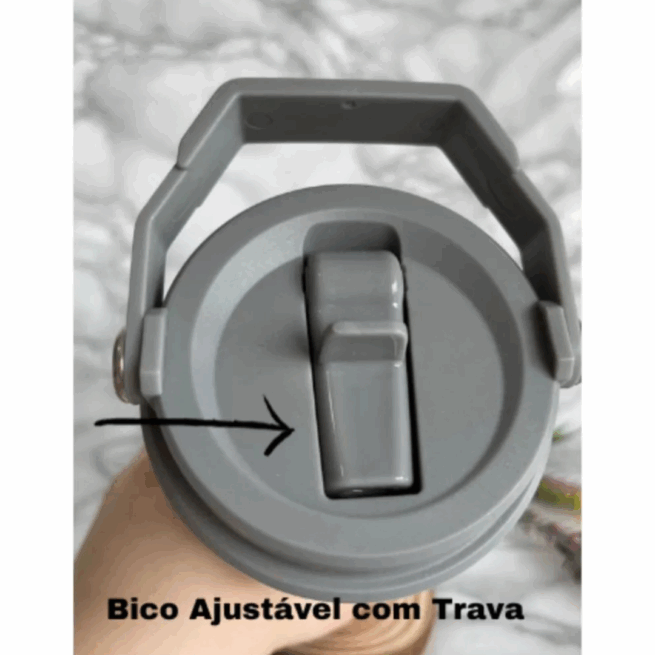 Garrafa Térmica Flip Straw Tumbler 900 ml com Alça e Canudo - Branco (Normal Grande)