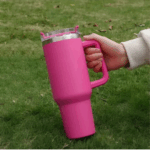Copo Caneca Térmica Inox com Alça e Canudo 1200ml - Pink (Normal)