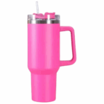Copo Caneca Térmica Inox com Alça e Canudo 1200ml - Pink (Normal)