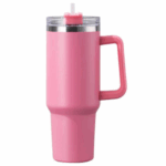 Copo Caneca Térmica Inox com Alça e Canudo 1200 ml - Rosa (Normal)