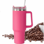 Copo Caneca Térmica Inox com Alça e Canudo 1200 ml - Rosa (Normal)