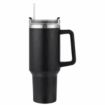 Copo Caneca Térmica Inox 1200 ml com Alça e Canudo – Preto Personalizado – Conservação Térmica