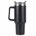 Copo Caneca Térmica Inox com Alça e Canudo 1200ml - Preto (Normal)