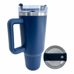 Copo Caneca Térmica Inox com Alça e Canudo 1200 ml - Azul Marinho (Normal)
