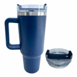 Copo Caneca Térmica Inox com Alça e Canudo 1200 ml - Azul Marinho (Normal)