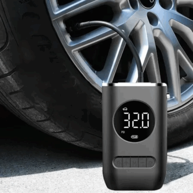 Mini Calibrador Compressor Elétrico Digital Portátil para Pneu de Carro e Bike – Bivolt