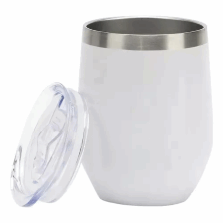 Copo Cuia Térmico Inox 360 ml com Tampa Antivazamento – Branco Elegante – Versão Normal