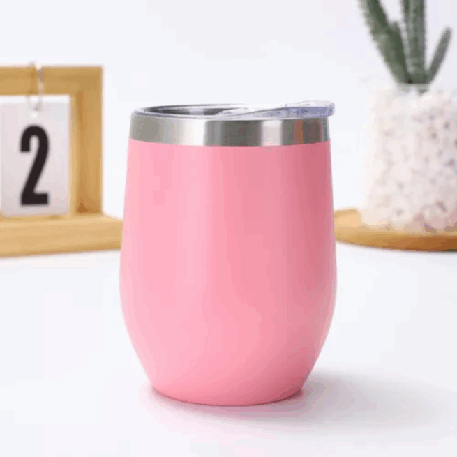 Copo Cuia Térmico Inox 360 ml com Tampa Antivazamento – Rosa – Compacto e Prático