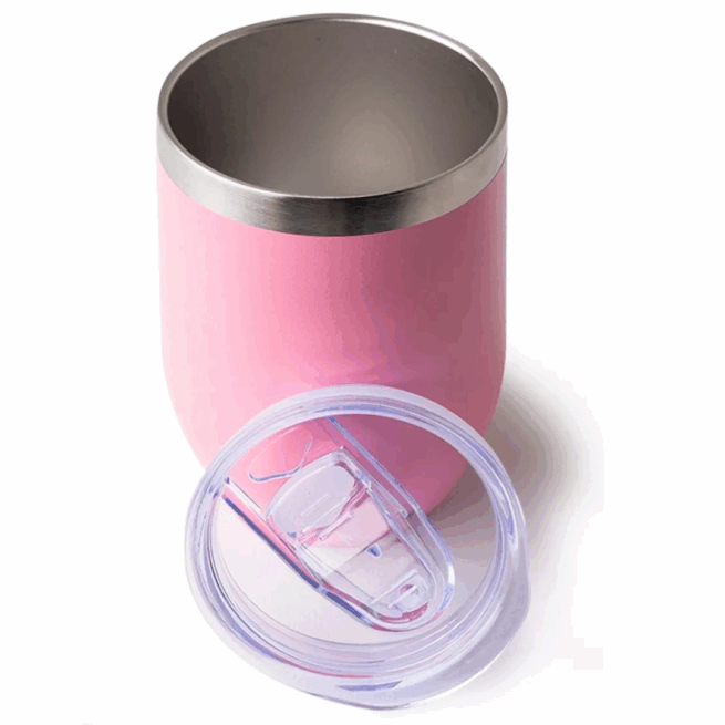 Copo Cuia Térmico Inox 360 ml com Tampa Antivazamento – Rosa – Compacto e Prático