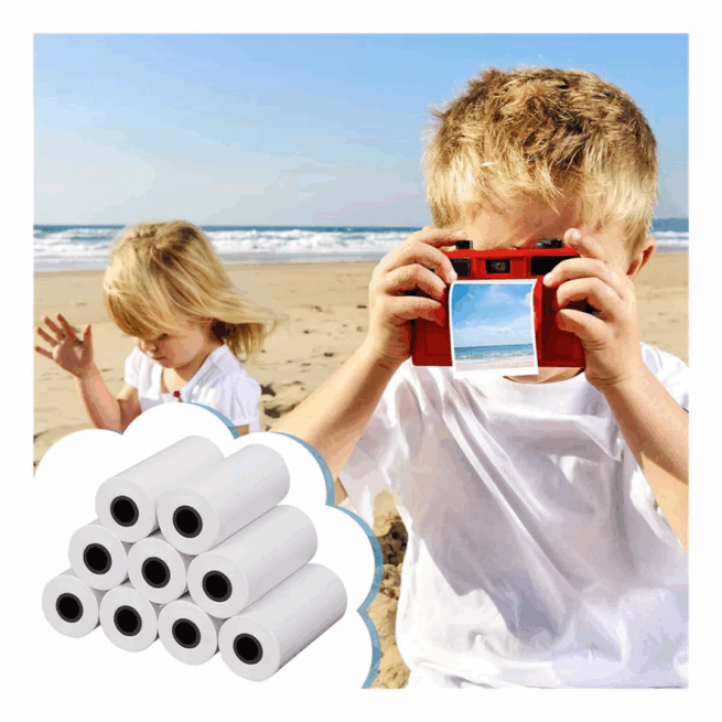 Papel de Impressora Infantil com Estampa Câmera Branco