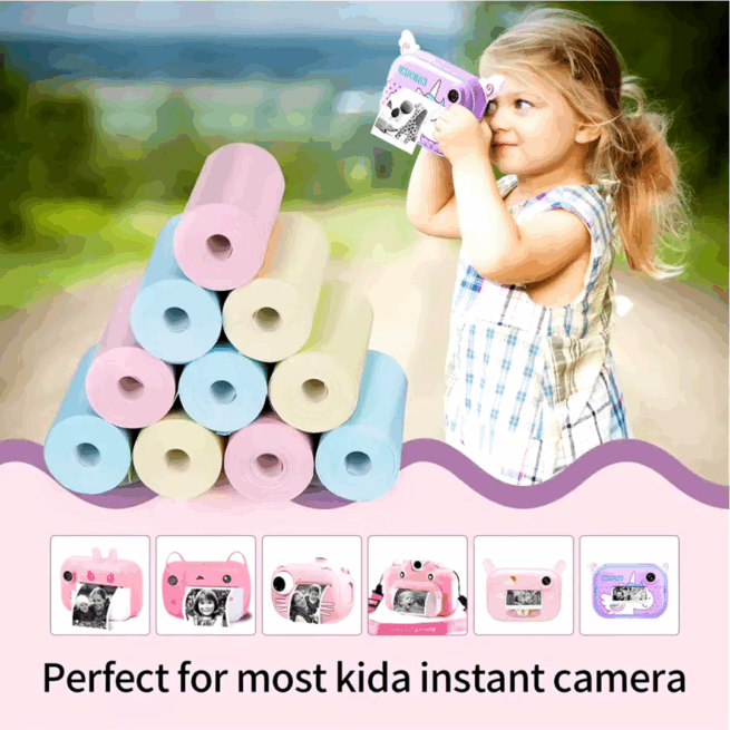 Papel de Impressora Infantil com Estampa Câmera Colorido