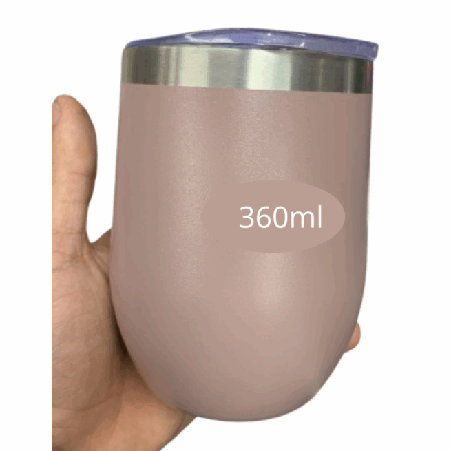 Copo Cuia Térmico Inox 360 ml com Tampa Antivazamento – Rosê – Praticidade Diária