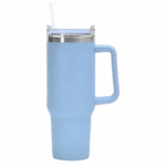 Copo Caneca Térmica Inox com Alça e Canudo 1200 ml - Azul Bebê (Normal)