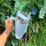 Copo Caneca Térmica Inox com Alça e Canudo 1200 ml - Azul Bebê (Normal)