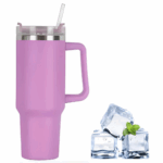 Copo Caneca Térmica Inox com Alça e Canudo 1200 ml - Lilás (Normal)