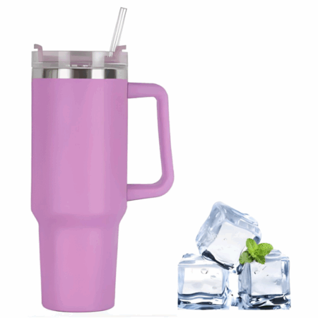 Copo Caneca Térmica Inox com Alça e Canudo 1200 ml - Lilás (Normal)