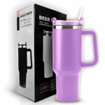 Copo Caneca Térmica Inox com Alça e Canudo 1200 ml - Lilás (Normal)