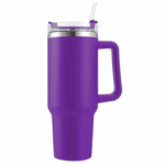 Copo Caneca Térmica Inox com Alça e Canudo 1200 ml - Roxo (Normal)