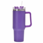 Copo Caneca Térmica Inox com Alça e Canudo 1200 ml - Roxo (Personalizado)