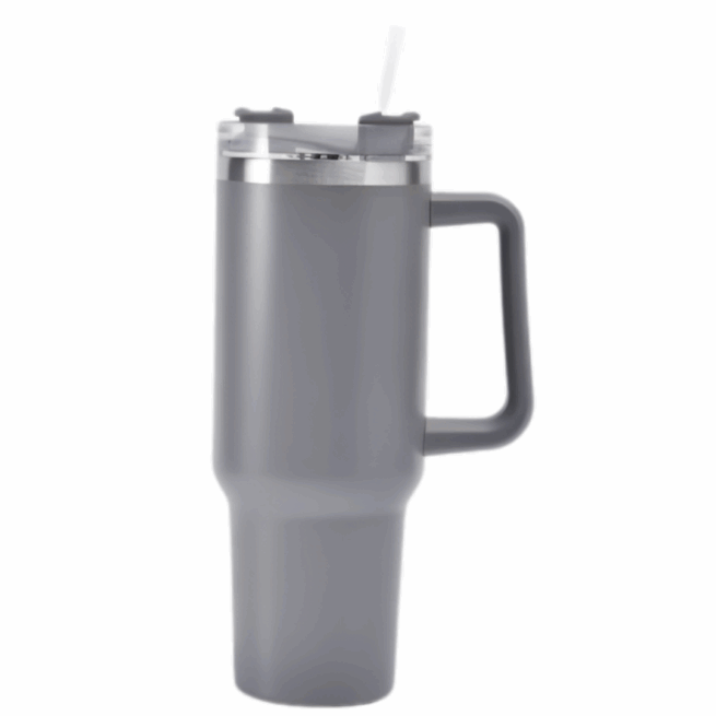Normal – Copo Caneca Inox 1200 ml com Alça e Canudo – Cinza