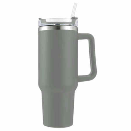 Normal – Copo Caneca Inox 1200 ml com Alça e Canudo – Cinza