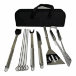 Conjunto de Churrasco De Luxo 9 Peças Inox Profissional C/ Maleta - BM-F1026